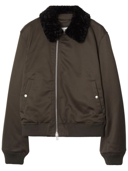  Burberry Zipped Shearling-collar Bomber Jacket - Brown 