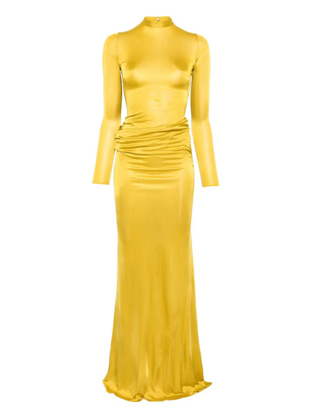  Burc Akyol Caryatide High-neck Draped Maxi Dress - Yellow 