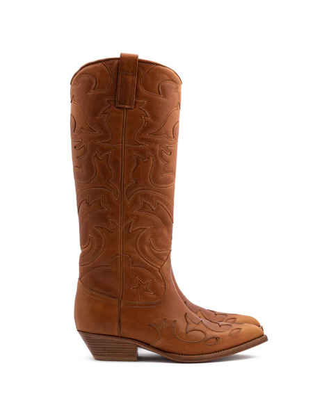  Buttero Flee Stitched-design Cowboy Boots - Brown 