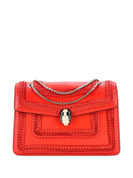  Bvlgari Pre-owned Serpenti Forever Square Plisse Leather Medium Shoulder Bag - Red 