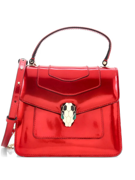  Bvlgari Pre-owned Serpenti Top Handle Bag Patent Small Satchel - Red 