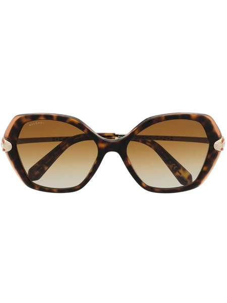  Bvlgari Tortoiseshell Cat-eye Frame Sunglasses - Brown 