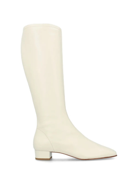  By Far Edie Square-toe Leather Knee-high Boots - Neutrals 