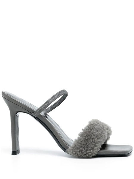  By Far Shearling-strap Open Toe Mules - Grey 