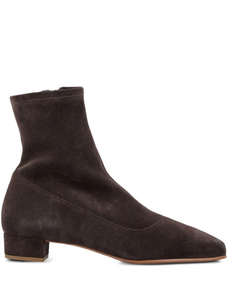  By Far Suede Zip Ankle Boots - Brown 