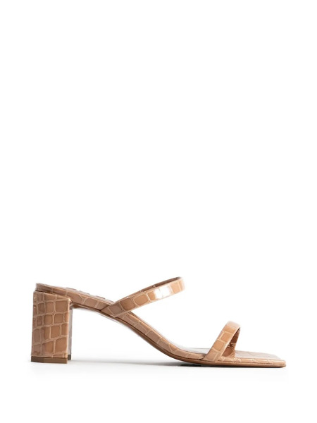  By Far Tanya Embossed Square-toe Mules - Neutrals 