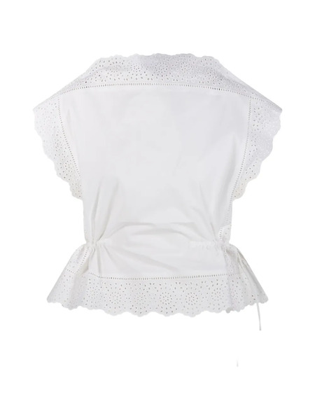  By Malene Birger Eyelet Drawstring Top - White 