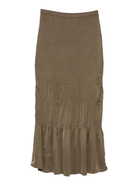  By Malene Birger Ilona Shirred Ruffled Maxi Skirt - Green 