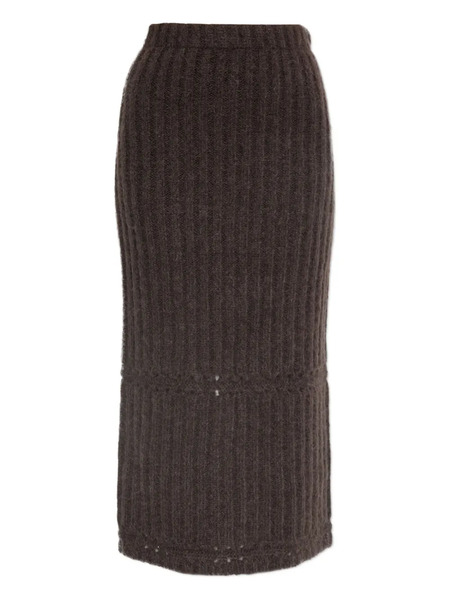  By Malene Birger Ribbed-knit Midi Skirt - Brown 