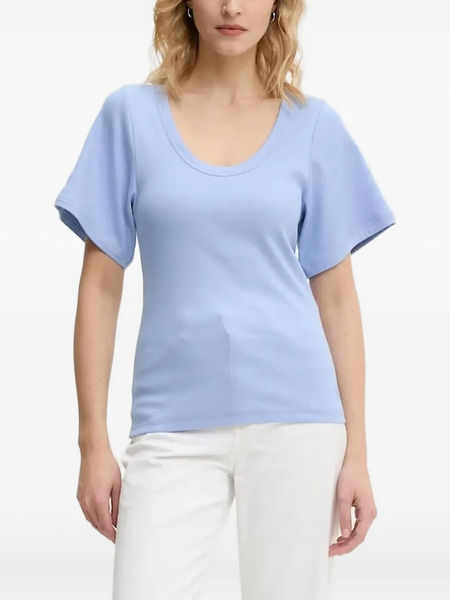  By Malene Birger Ribbed Scoop-neck T-shirt - Blue 