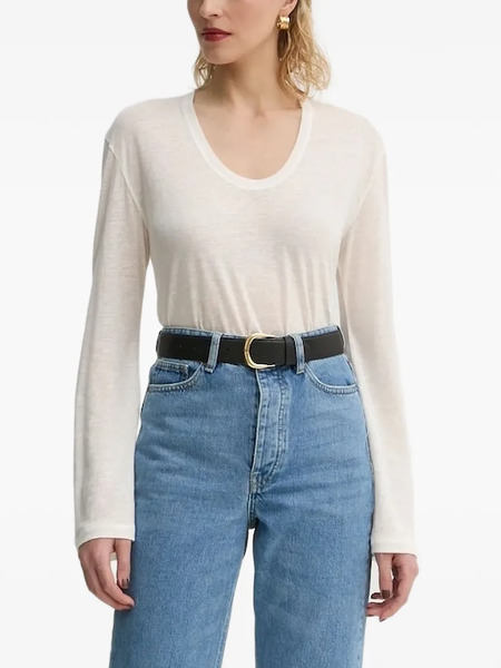 By Malene Birger Scoop-neck Long-sleeve Top - White 