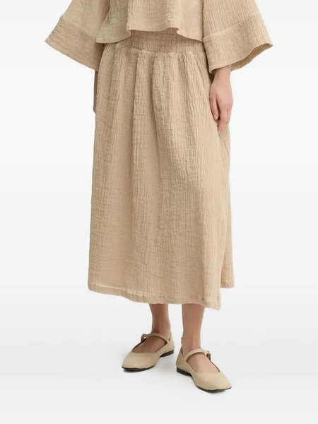  By Malene Birger Smocked-waist Midi A-line Skirt - Neutrals 