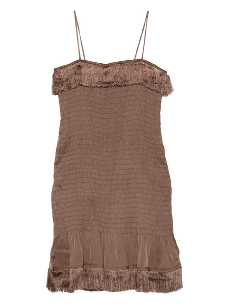  By Malene Birger Valia Fringed Mini Dress - Brown 