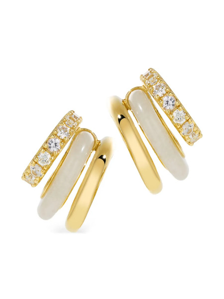  By Pariah 14k Gold Diamond And Jasper Stack Earrings 