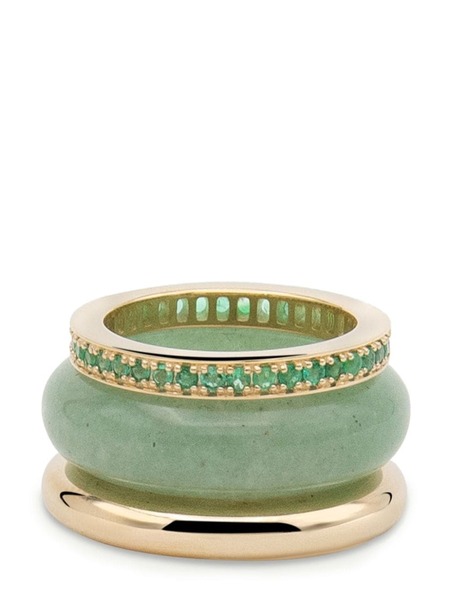  By Pariah 14kt Yellow Gold Luminous Multi-stone Stackable Ring - Green 