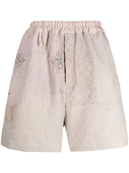  By Walid Embroidered Linen-cotton Shorts - Neutrals 