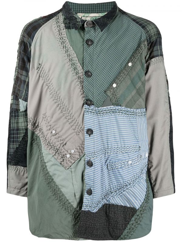  By Walid Patchwork Cotton Shirt - Green 