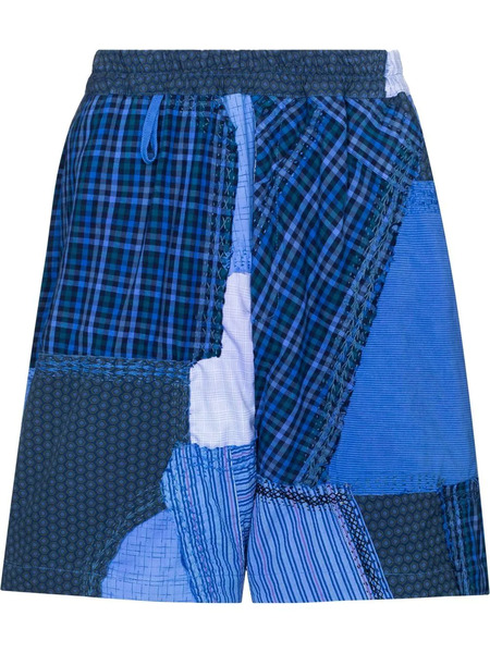  By Walid Patchwork Track Shorts - Blue 