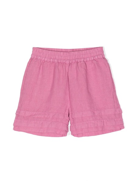  By Walid X Kindred Layered-hem Linen Shorts - Pink 