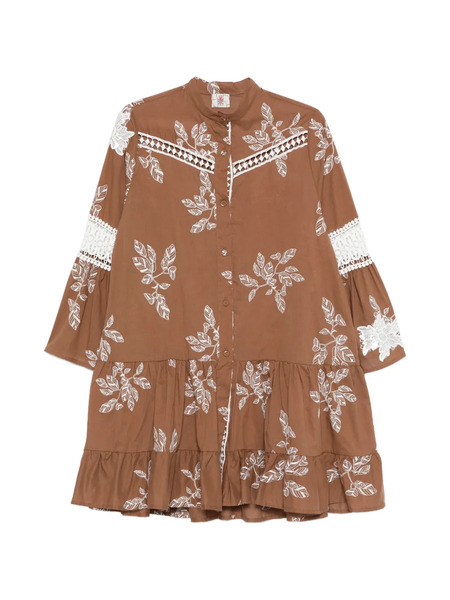  Bye Button-fastening Lace-detail Midi Dress - Brown 