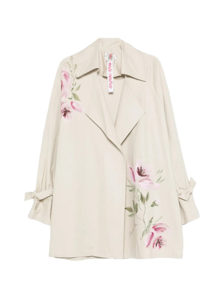  Bye Floral-print Tie-cuff Coat - Neutrals 