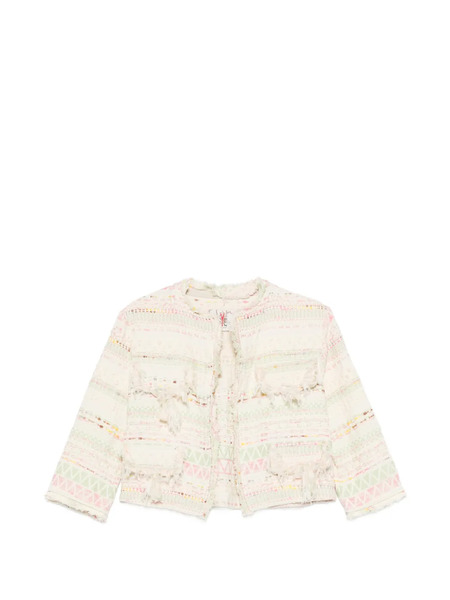  Bye Fringed Patterned Jacket - Neutrals 