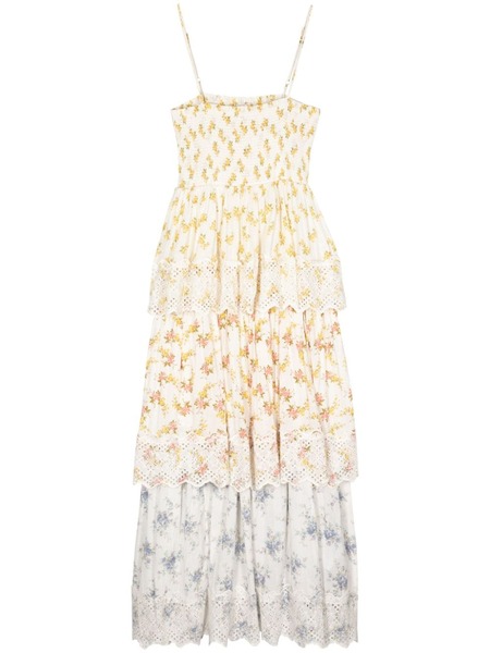  Bytimo Floral-print Layered Midi Dress - White 