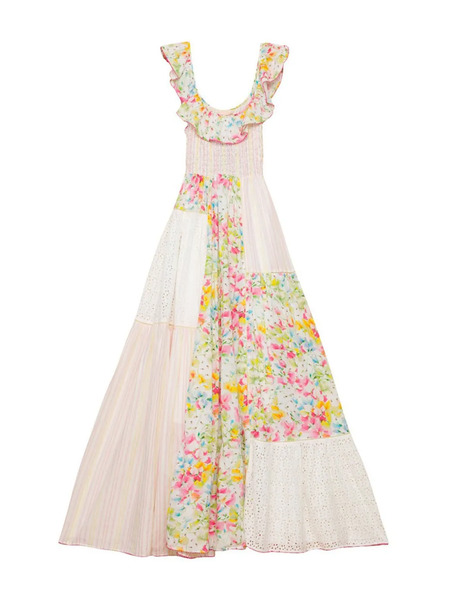  Bytimo Floral-print Patchwork Maxi Dress - White 