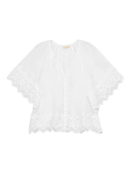  Bytimo Slub Eyelet-trimmed Blouse - White 