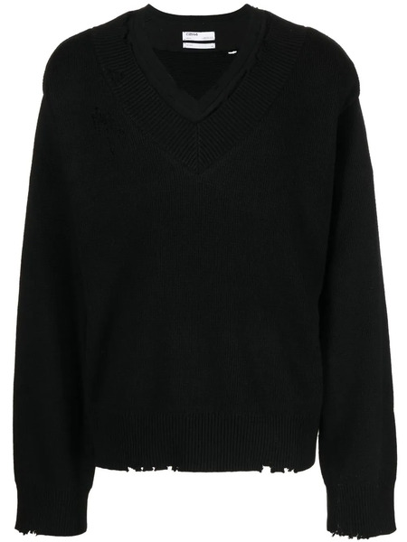  C2h4 Layered Distressed-finish Jumper - Black 