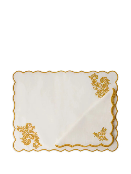  Cabana Botanica Embroidered Linen Placemat - Neutrals 