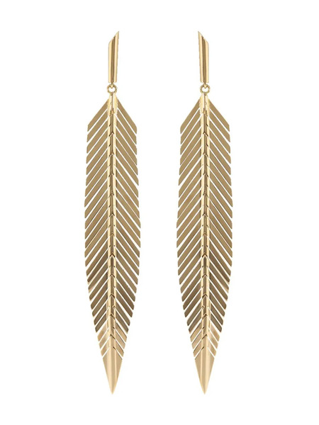  Cadar 18kt Rose Gold Feather Drop Earrings - Pink 