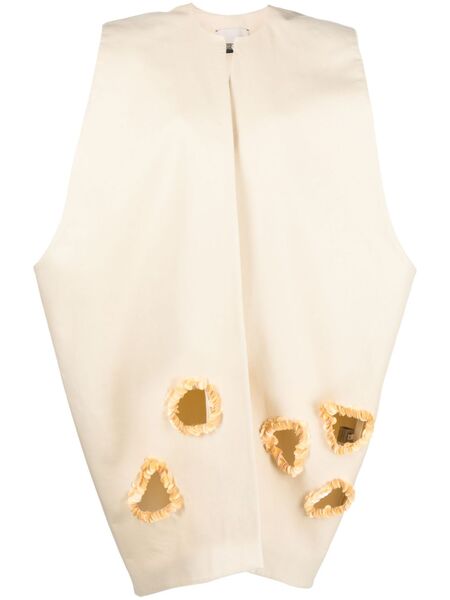  Calcaterra Sequin-embellished Cotton Cape Coat - Neutrals 