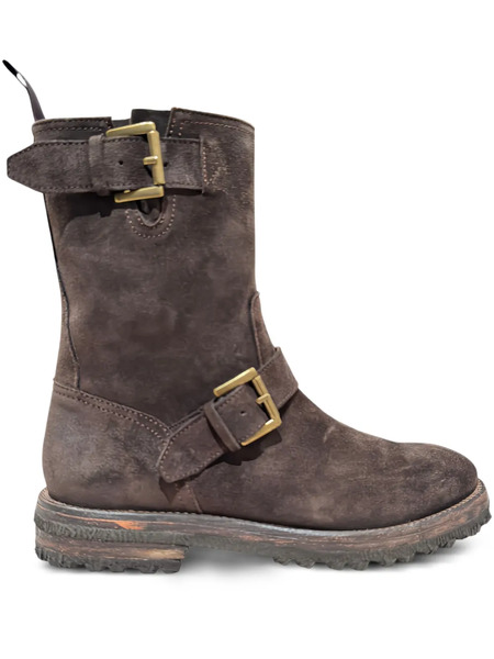  Calce Zip-up Buckle Biker Boots - Brown 