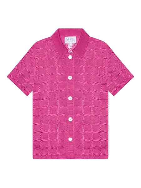  Calle Del Mar Short-sleeve Grid-pattern Shirt - Pink 