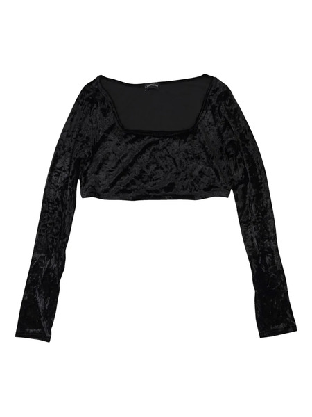  Callipygian Crushed Velvet black Crop Top 