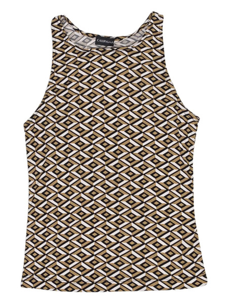  Callipygian Geometric-print Tank Top - Brown 