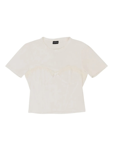  Callipygian Lace-trim T-shirt - White 