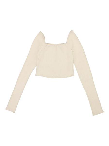  Callipygian Square-neck Ribbed Top - Neutrals 
