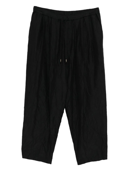  Calmlence Double Pleated Tapered Trousers - Black 
