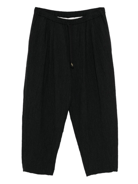  Calmlence Double Pleated Tapered Trousers - Black 