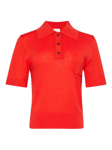  Calvin Klein Button Chest-pocket Polo Top - Red 