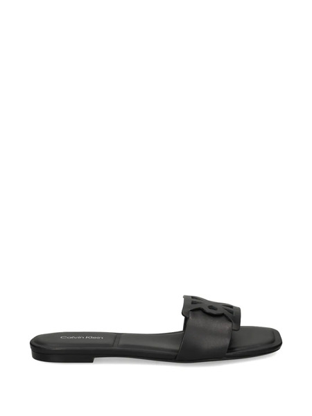  Calvin Klein Ck Provence Cut-out Strap Leather Sandals - Black 