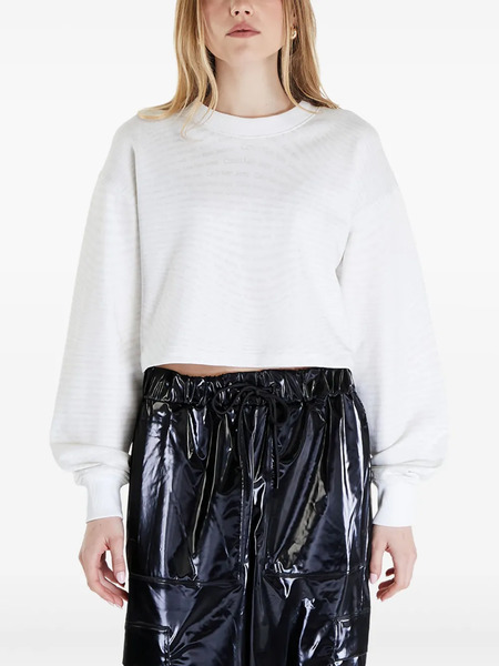  Calvin Klein Cropped Puff-sleeve Sweater - White 