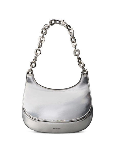  Calvin Klein Flap-closure Chain-strap Shoulder Bag - Silver 