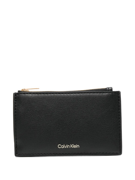  Calvin Klein Foil-logo Top-zip Card Holder - Black 