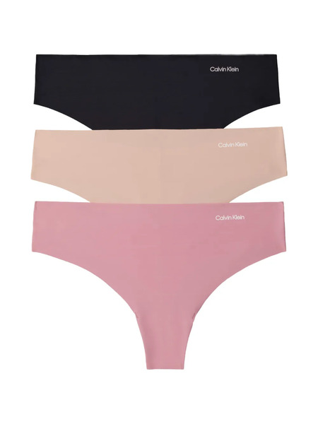  Calvin Klein Invisibles Logo-detail Thong (set Of Three) - Neutrals 