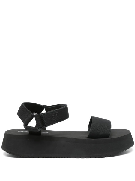  Calvin Klein Jeans Canvas Plataform Sandals - Black 