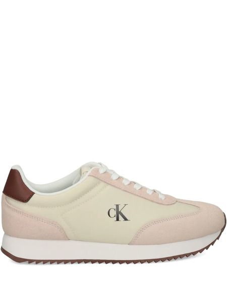  Calvin Klein Jeans Ck Logo Suede Sneakers - Neutrals 