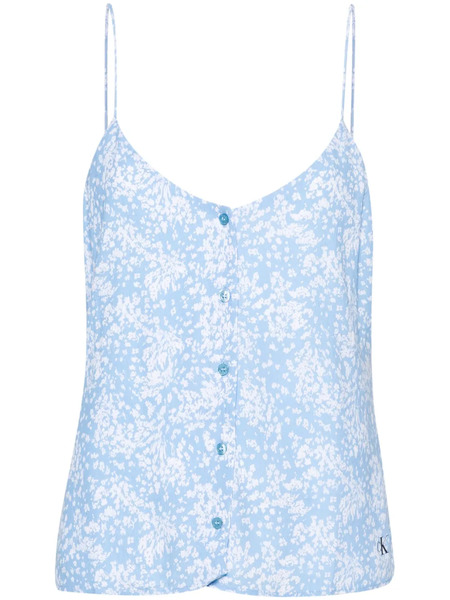  Calvin Klein Jeans Floral-print Crepe Blouse - Blue 